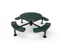 Solid Top Round Nexus Pedestal Table with Perforated Steel